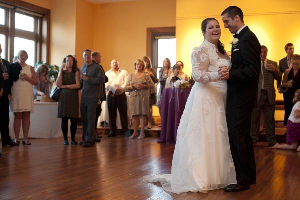 Ashley Price wedding at Nurture Nature Center. Science theater room. Photo by Melissa Engle.            